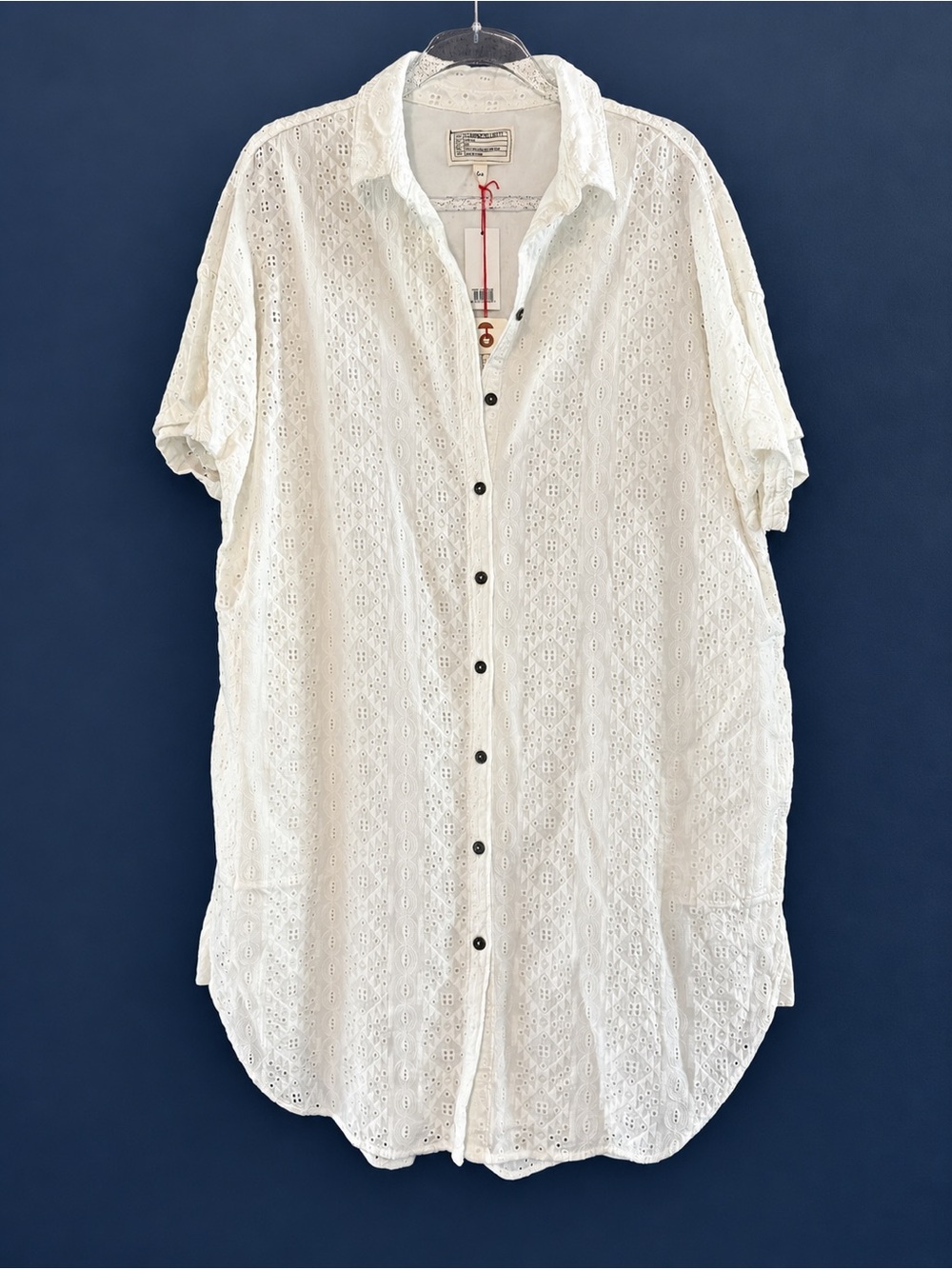 CURRENT/ELLIOTT Oversized Smock Eyelet Shirt Dress White Size 3 NWT